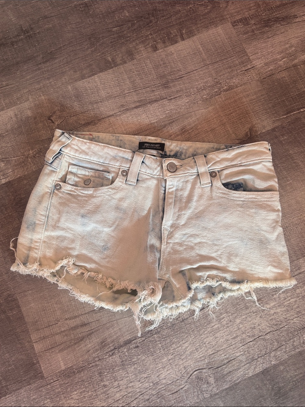Joey Light white blue Frayed Hem Denim Shorts 31